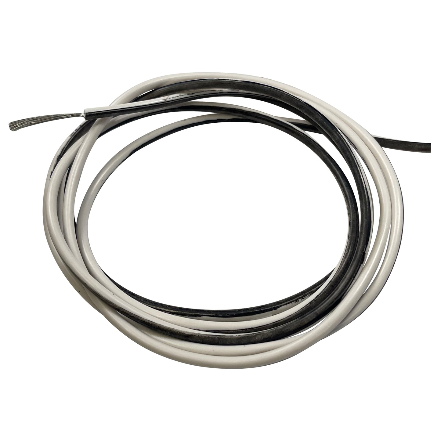 White with Black Stripe 18 AWG Primary Marine Tinned Copper Wire 600V USA - 100 FT