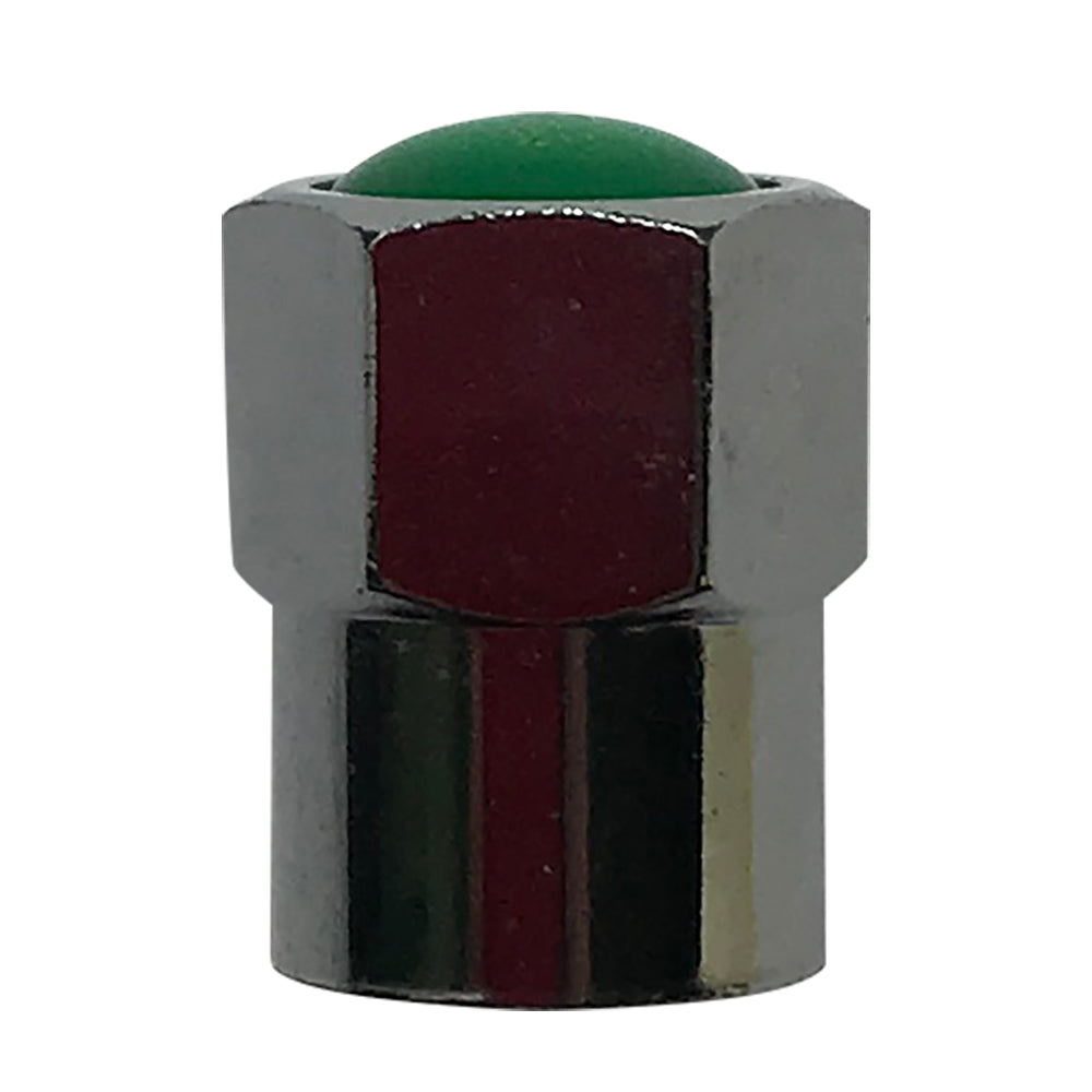 100 Pieces Chromed Plastic Standard TPMS Tire Valve Stem Cap With Green Clear Dome