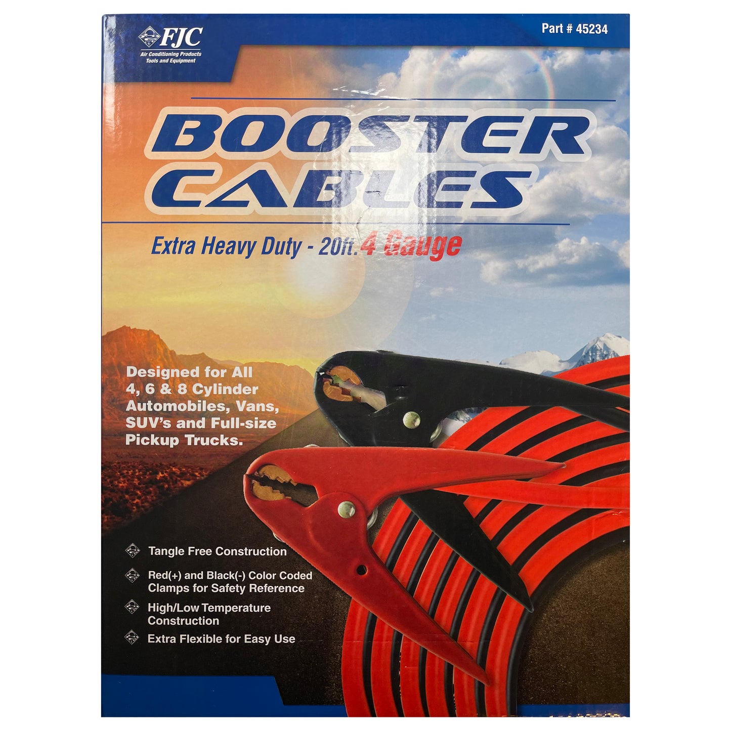 FJC HD 4 AWG Gauge 20' FT 600 AMP Parrot Clamp Battery Booster Jumper Cables - Heavy Duty