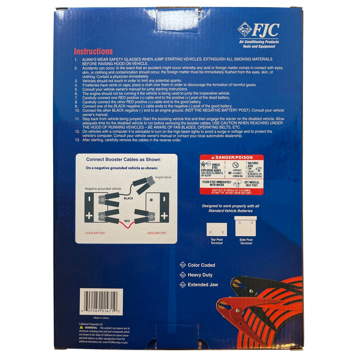 FJC HD 4 AWG Gauge 20' FT 600 AMP Parrot Clamp Battery Booster Jumper Cables - Heavy Duty