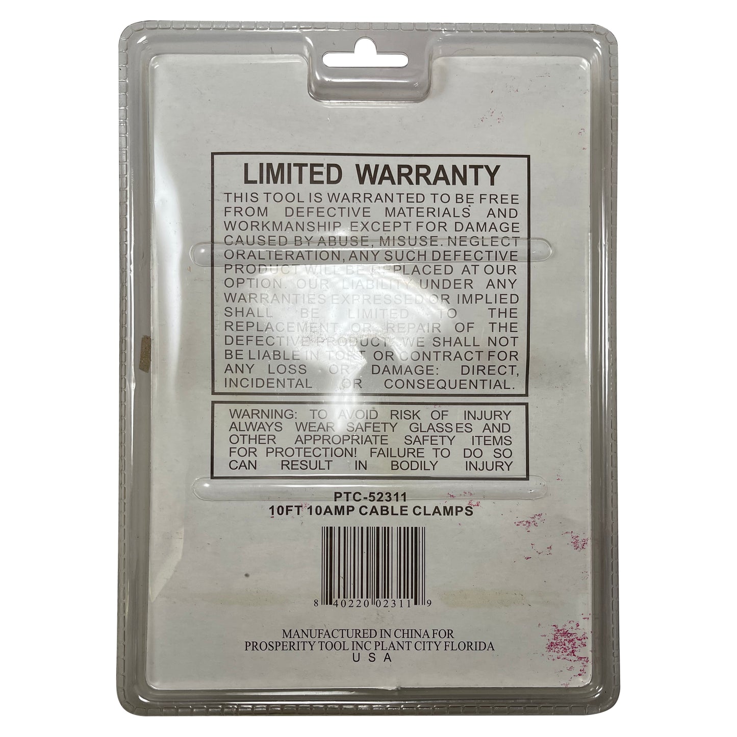 Heavy Duty Test Lead 10 FT. x 10 Amp with 3 1/8" Copper Clamp