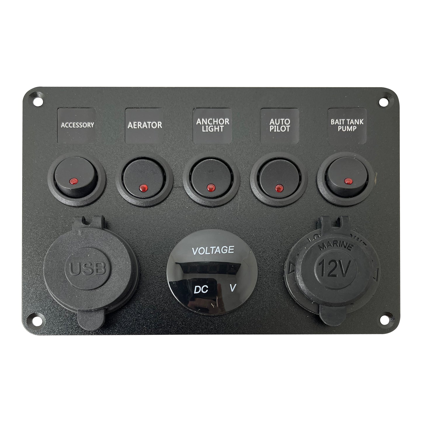 Control Panel 5 Switches Rocker Switch Panel - USB Lighter Volt
