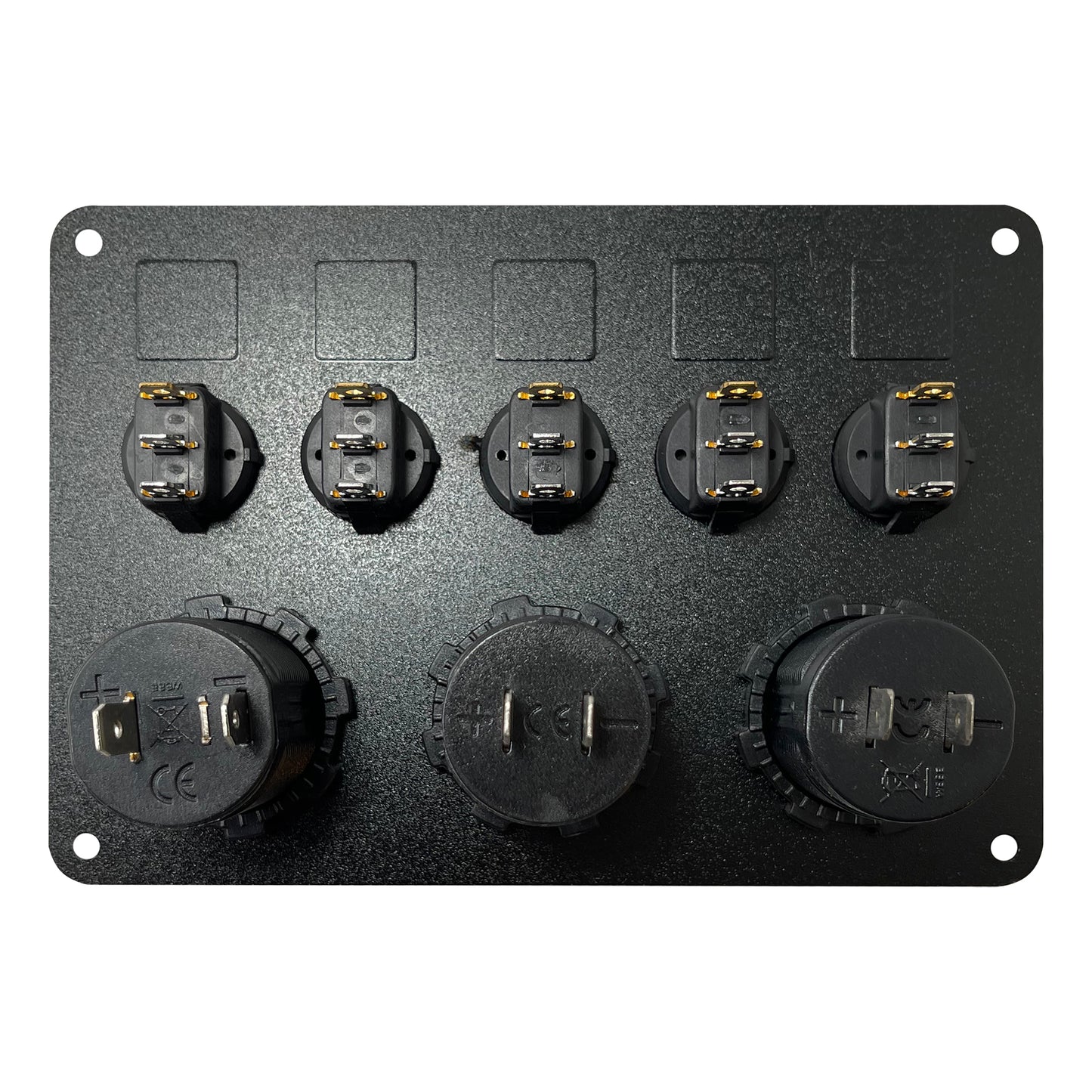 Control Panel 5 Switches Rocker Switch Panel - USB Lighter Volt