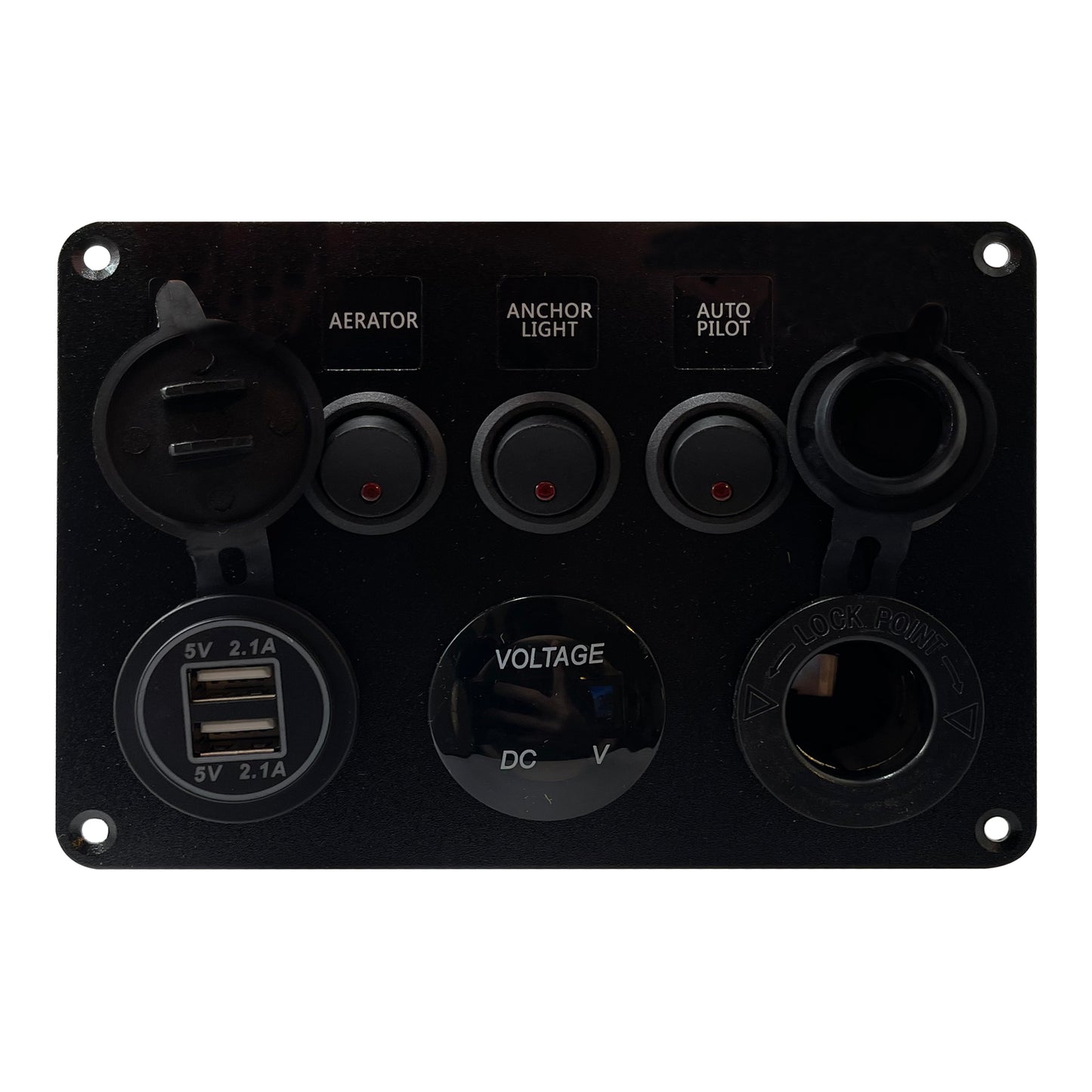 Control Panel 5 Switches Rocker Switch Panel - USB Lighter Volt