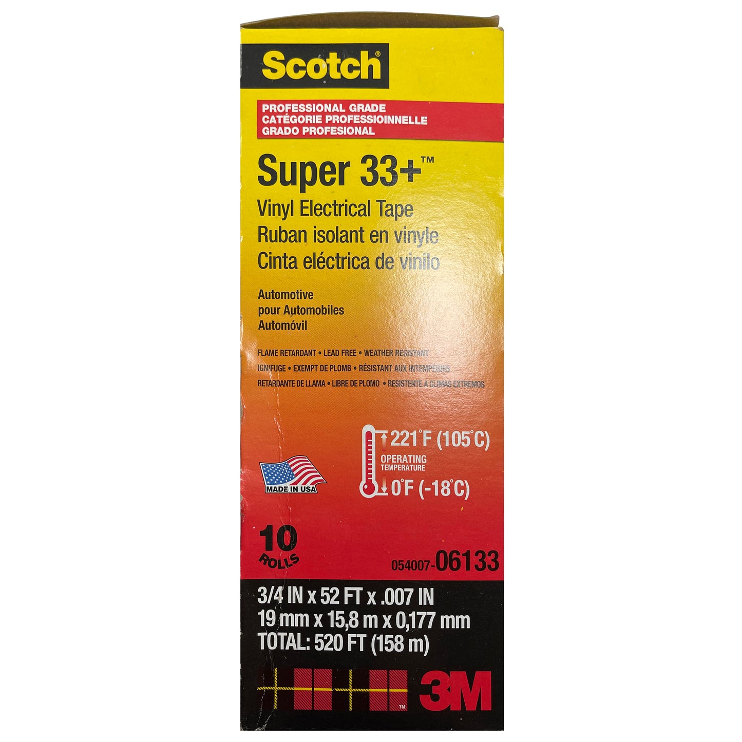 10 Rolls of 3M Super+ 33 Tape Premium Grade Vinyl Electrical Tape
