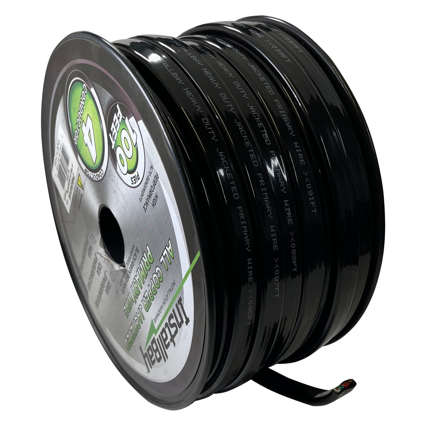 Jacketed Primary Wire 4 Conductor 14 AWG All Copper Black / Green / Red / White - 100 FT