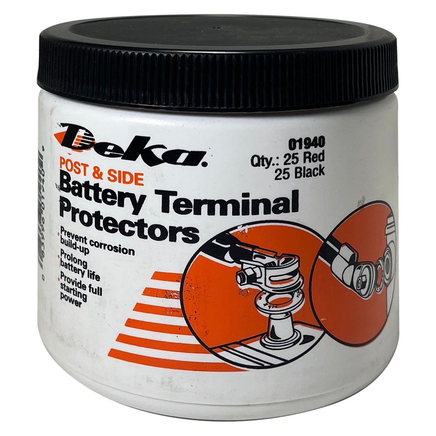 Deka Post and Side Battery Terminal Protectors - 25 Red & 25 Black