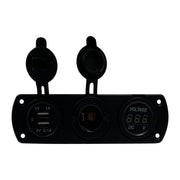 USB Car Charger Voltage Meter & Cigarette Lighter Control Panel - 6" x 1-3/4 x 2