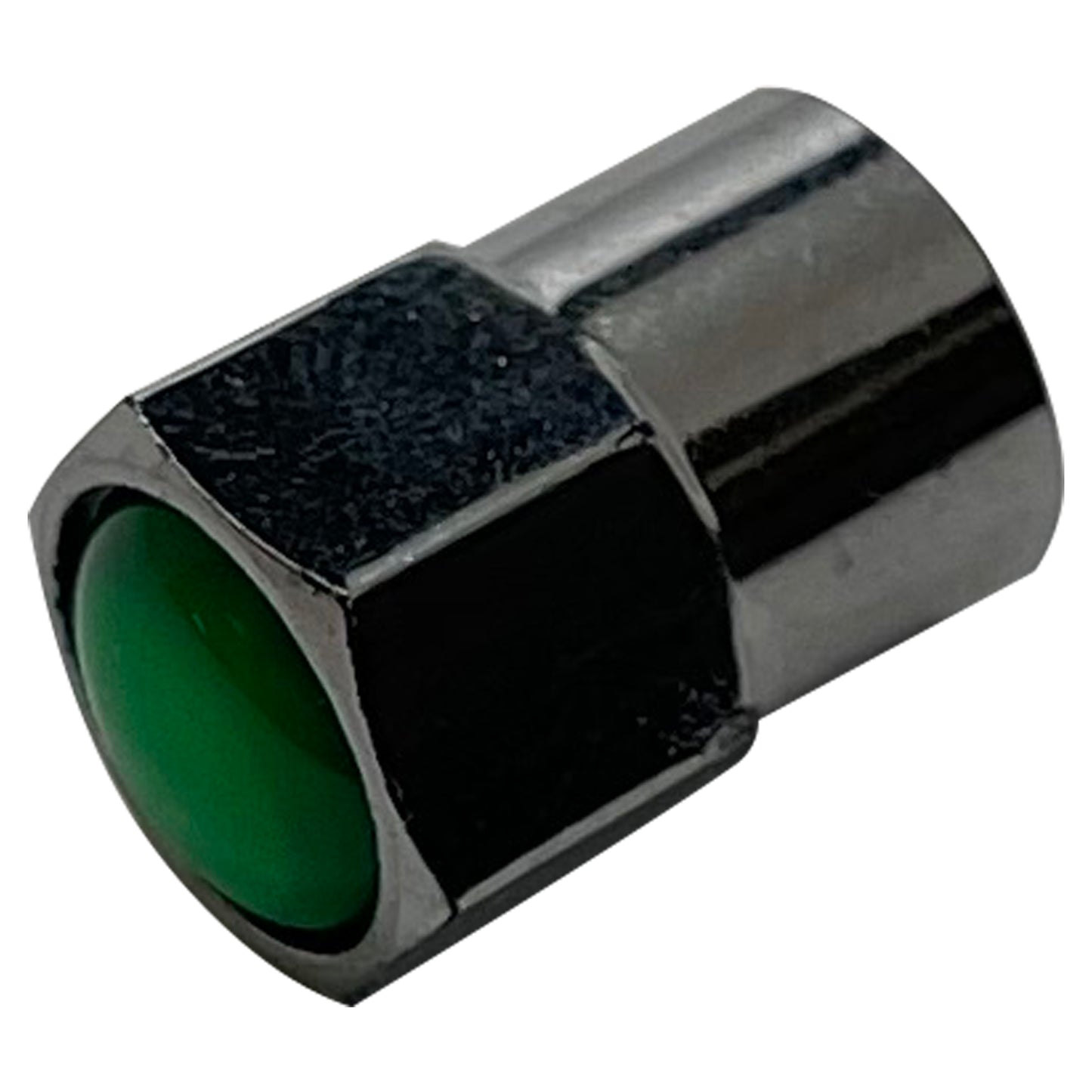 100 Pieces Chromed Plastic Standard TPMS Tire Valve Stem Cap With Green Clear Dome