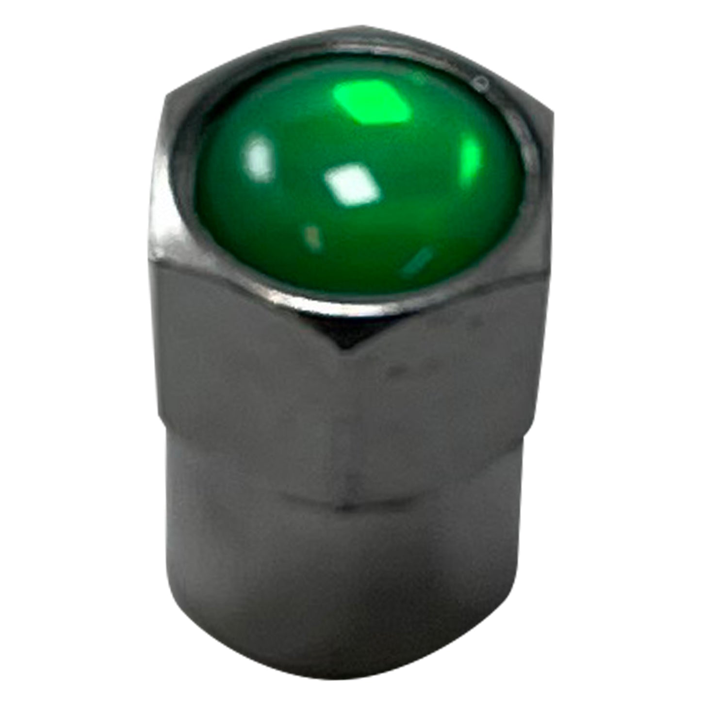 100 Pieces Chromed Plastic Standard TPMS Tire Valve Stem Cap With Green Clear Dome
