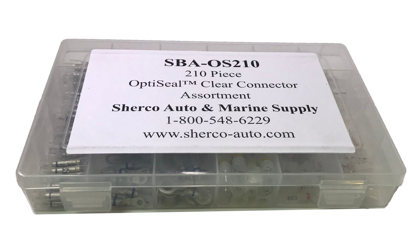 210 Piece Optiseal Clear Heat Shrink & Crimp Wire Terminal Connector Assortment Kit