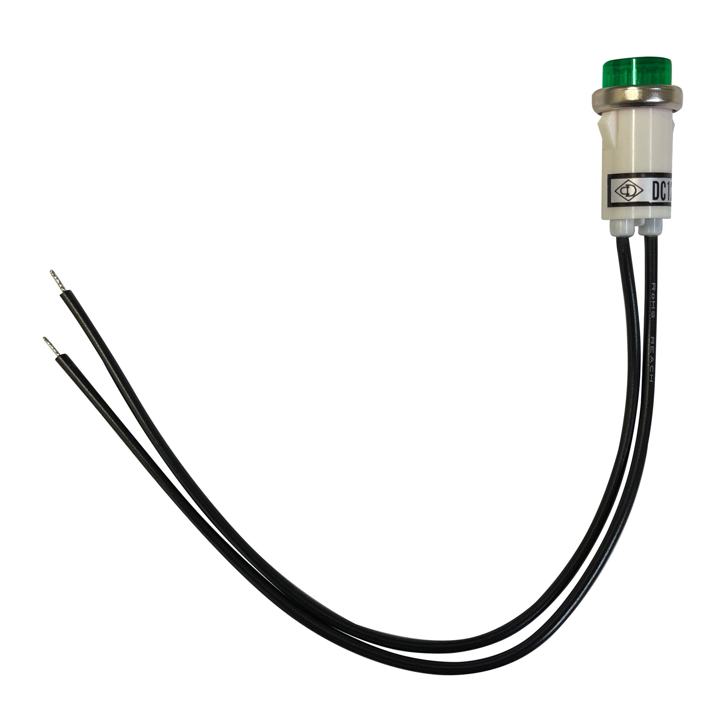 Universal 12V Green Incandescent Indicator Light - Mounting Diam. 1/2”