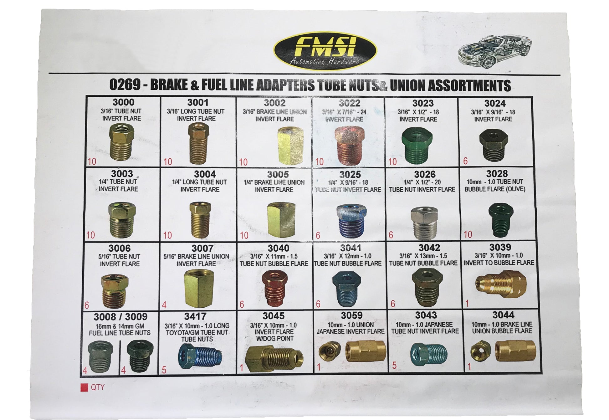 Brake Line Adapter Fitting Union Tube Nut Assortment Kit - 158 Pieces