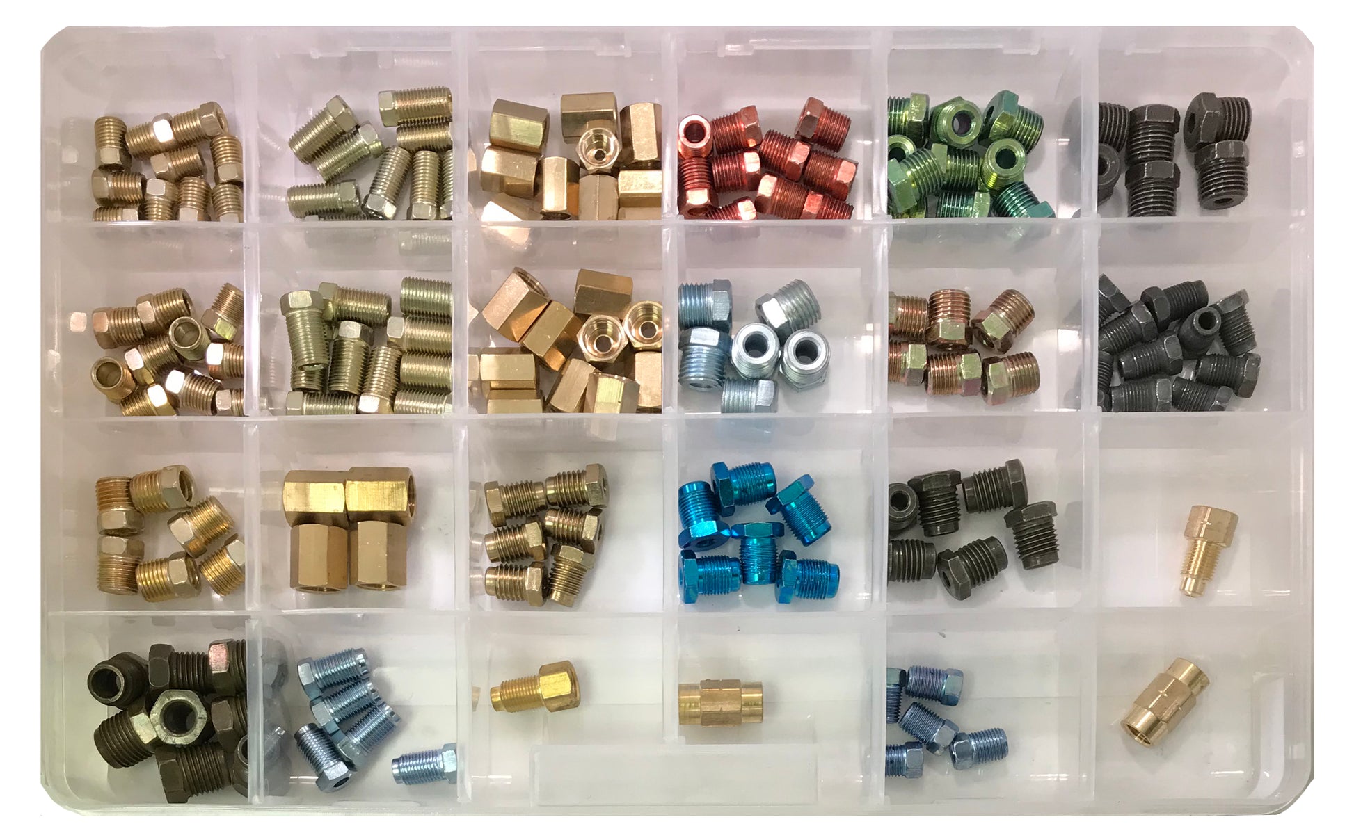 Brake Line Adapter Fitting Union Tube Nut Assortment Kit - 158 Pieces