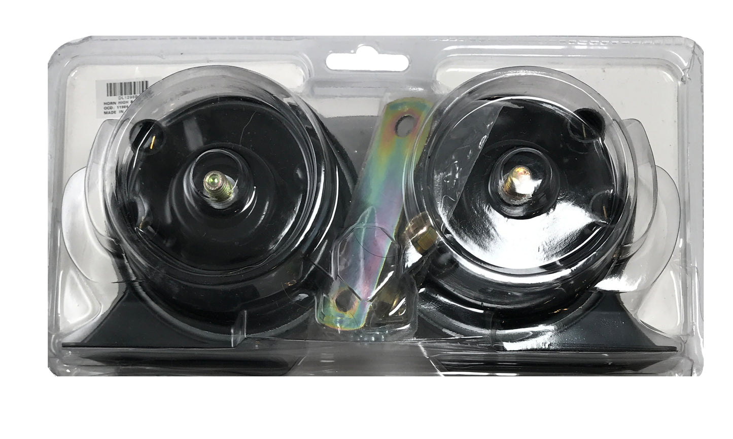 Harfon Universal Loud 12V Black Snail Electric Air Horn Set Kit High 510 Hz Low 410 Hz 115 Db