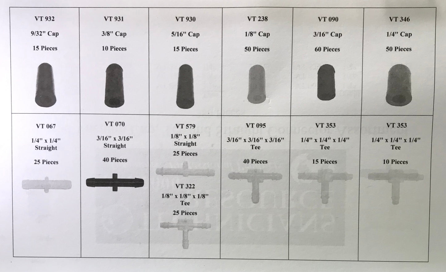 385 Piece Large Vacuum Tee, Cap And Connector Assortment Kit