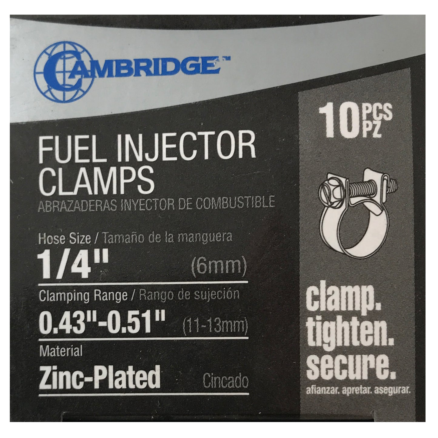 Fuel Injection Hose Clamps Solid Band 1/4 Inch - 100 per box