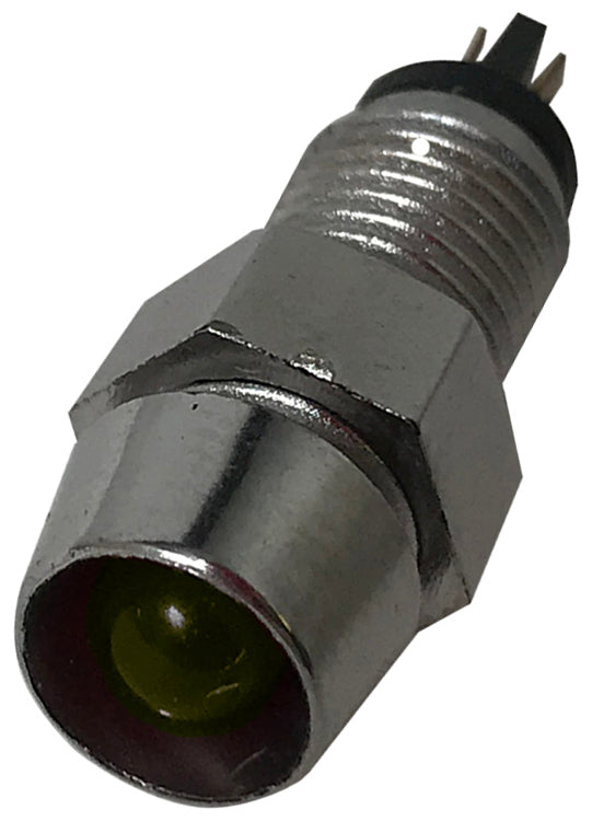 LED Indicator Lights Amber in Chrome Housing 12V LED Fits 8mm hole