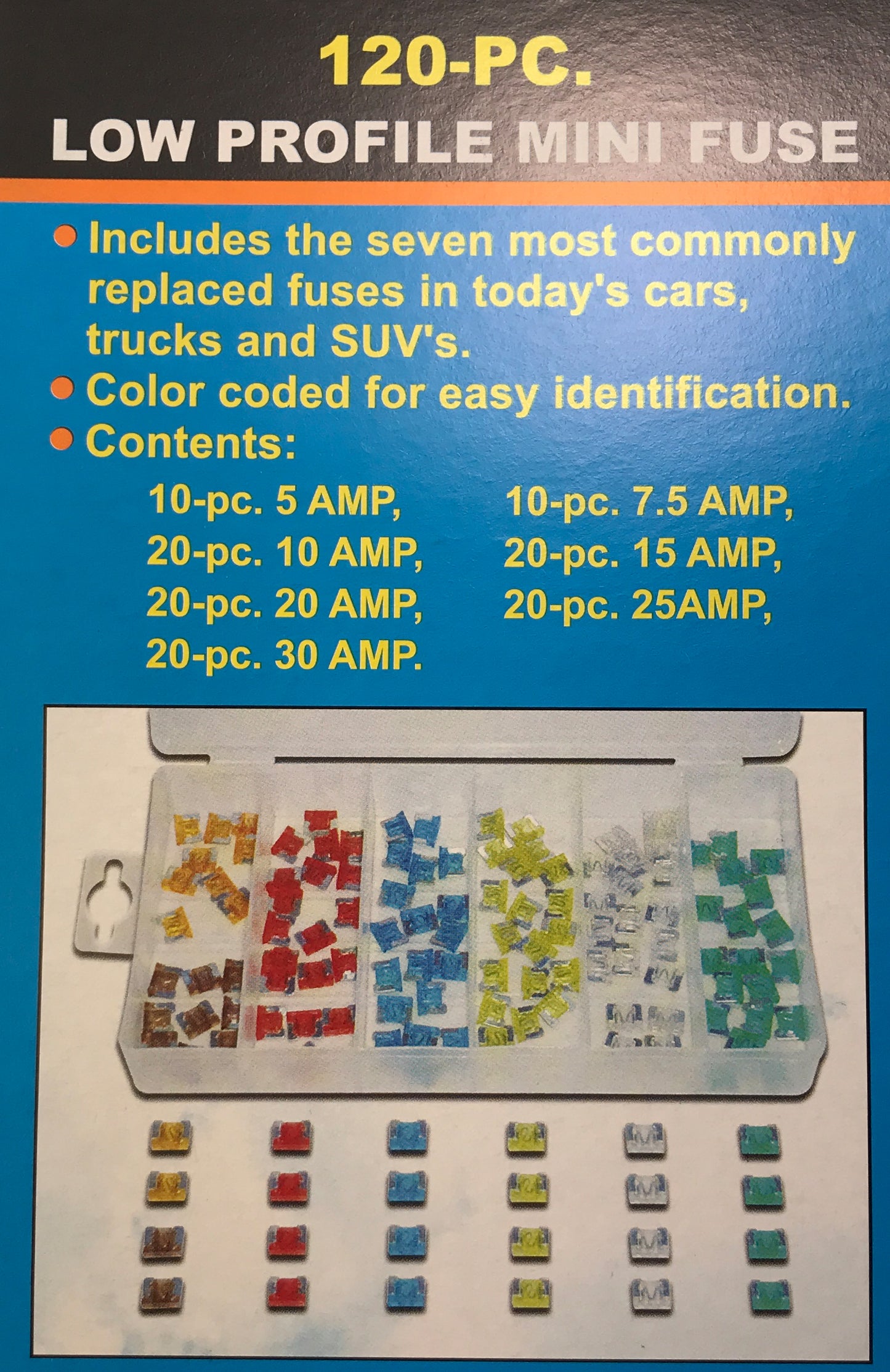 120 Piece ATLM Low Profile Mini Fuse Assortment Kit
