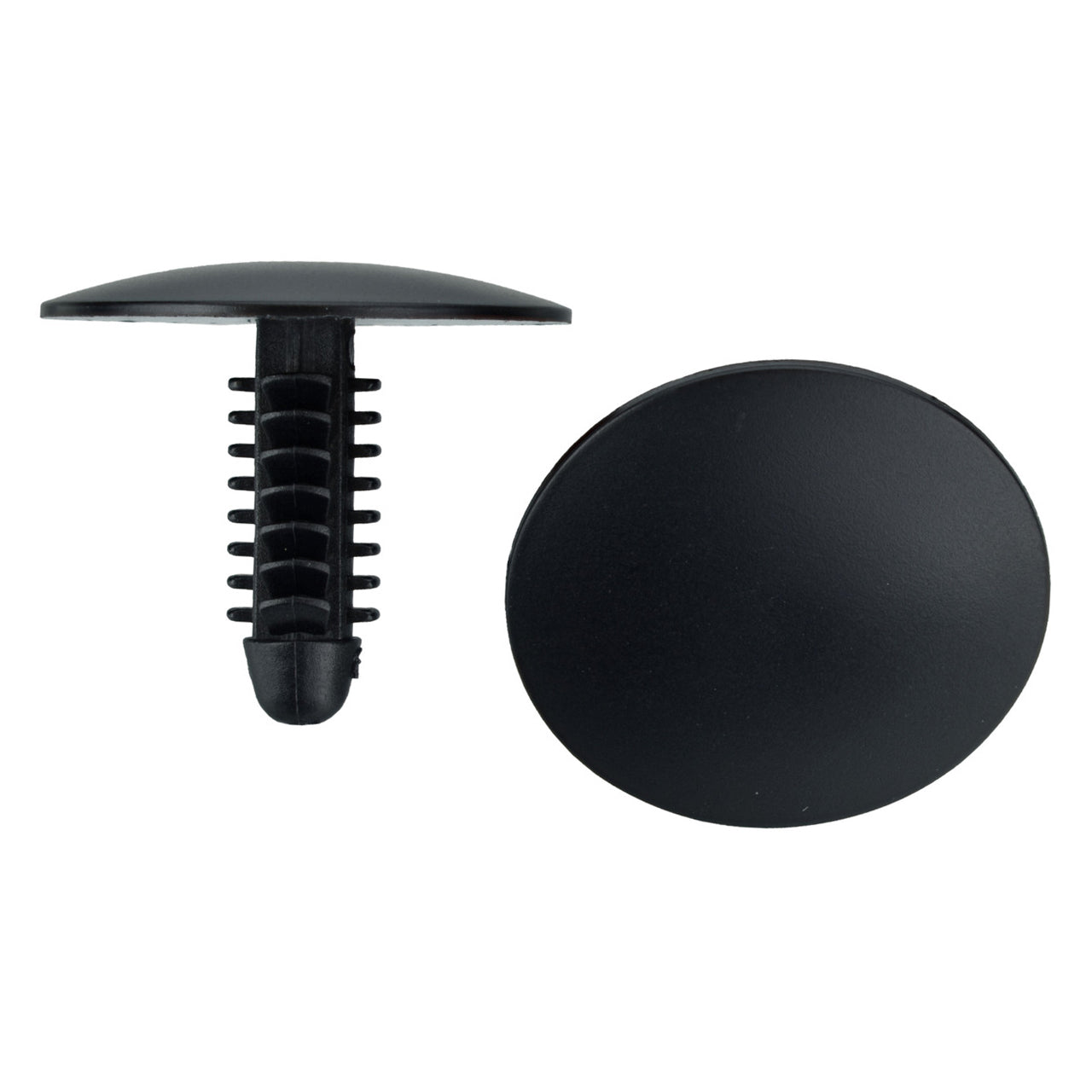Black Nylon Fascia Panel Clip Retainers - 1/4" Hole - 20 MM Stem - 25.5 MM Head - 50 Pack