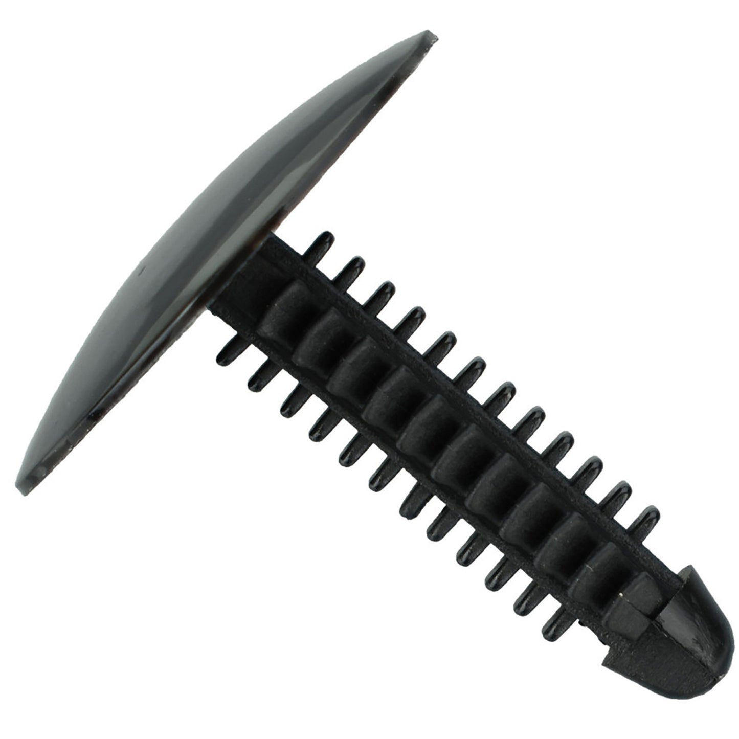 Black Nylon Shield Clip Retainers - 1/4" Hole - 1 1/16" Stem - 1" Head - 25 Pack
