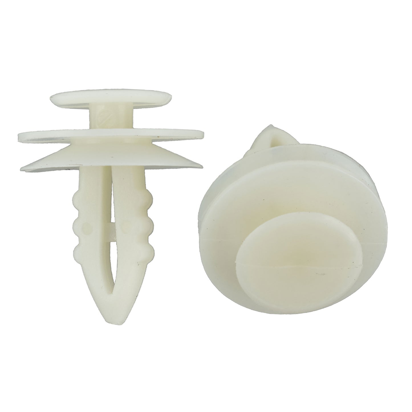 White Nylon Door Trim Panel Clip Retainer - 8 MM Hole 21/32" Stem 1/2" Head - 50 Pack