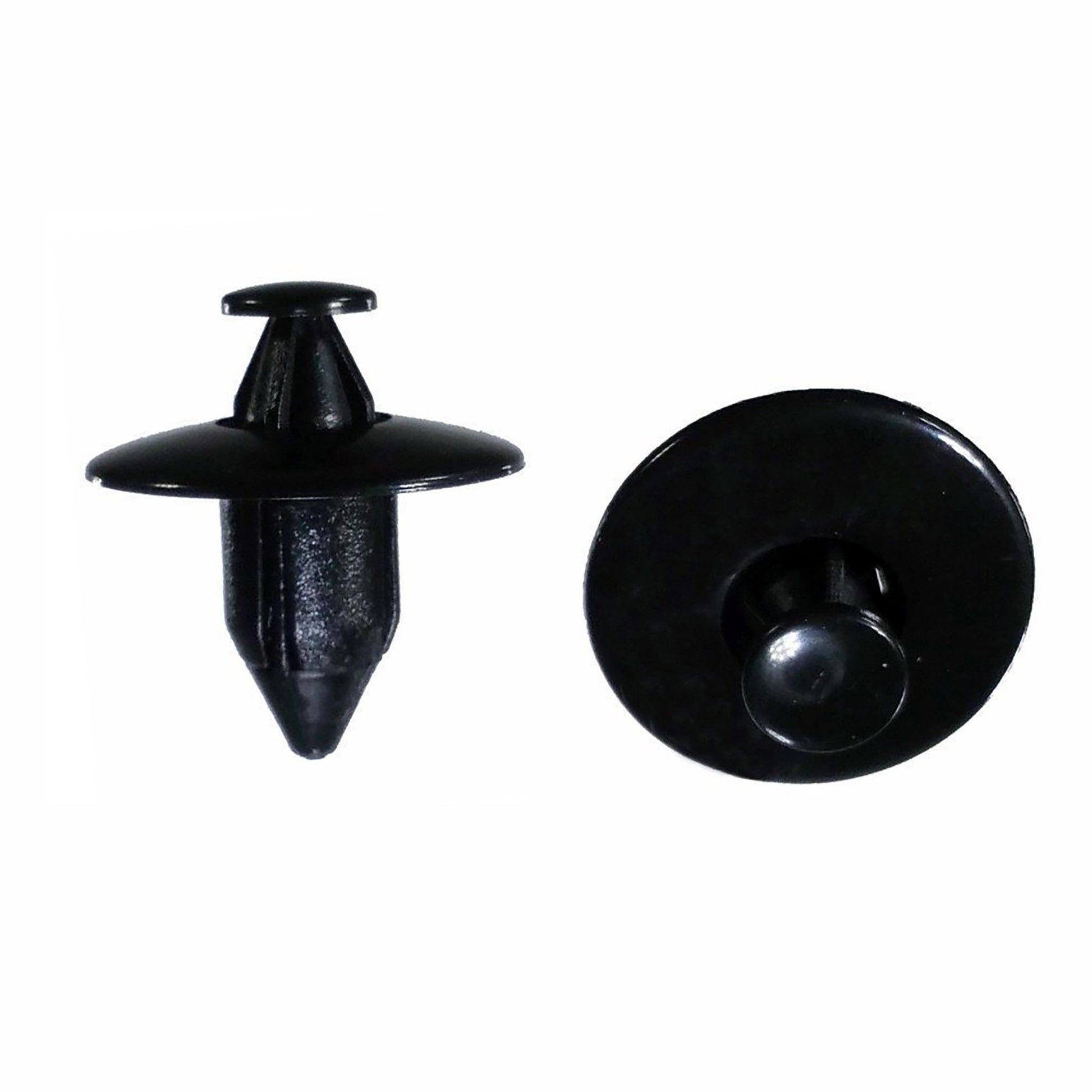 Black Nylon Push Retainer Clips - 5/16" Hole - 14 MM Stem - 20 MM Flange - 25 Pack