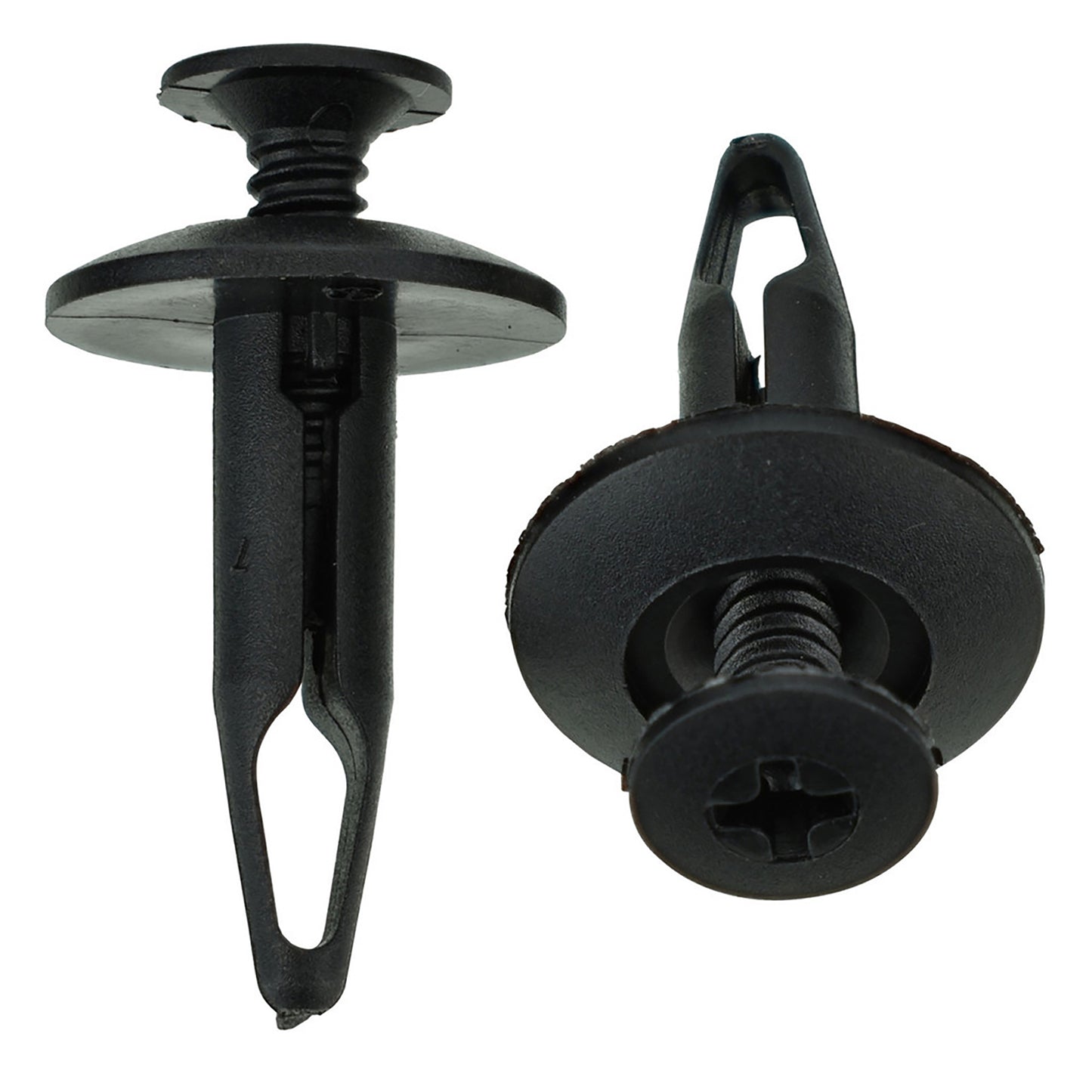 Black Nylon Radiator Shroud Phillips Screw Push Retainer 1/4" Hole 29/32" Stem - 25 Pack