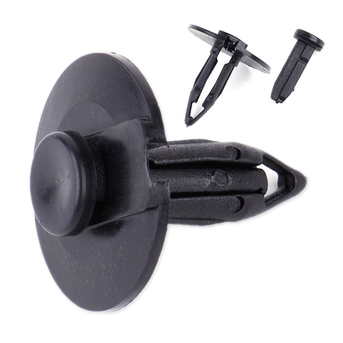 Black Nylon Splash Shield Push Retainer Clips - 5/16" Hole 7/8" Stem 1" Flange - 25 Pack