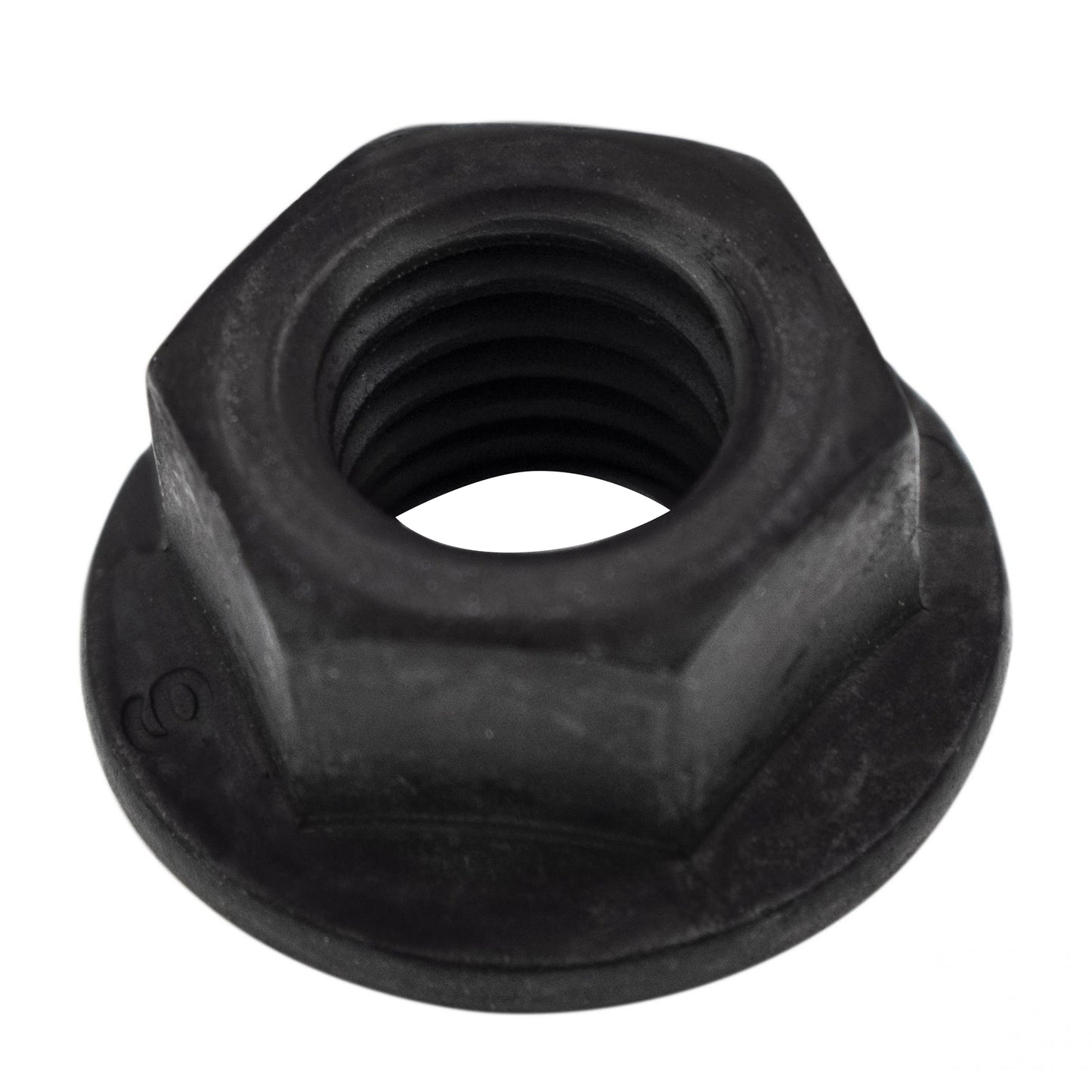 Black Hex Flange Nuts - 10-1.5 MM Screw Size - 15 MM Hex - 21 MM O.D. Flange - 25 Pack