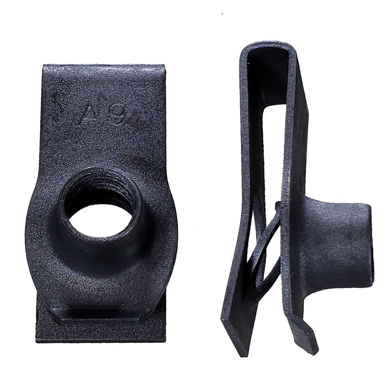 Black Long Extruded "U" Nuts - 8-1.25 MM Screw Size - .8 MM - 4.5 MM Panel - 25 Pack