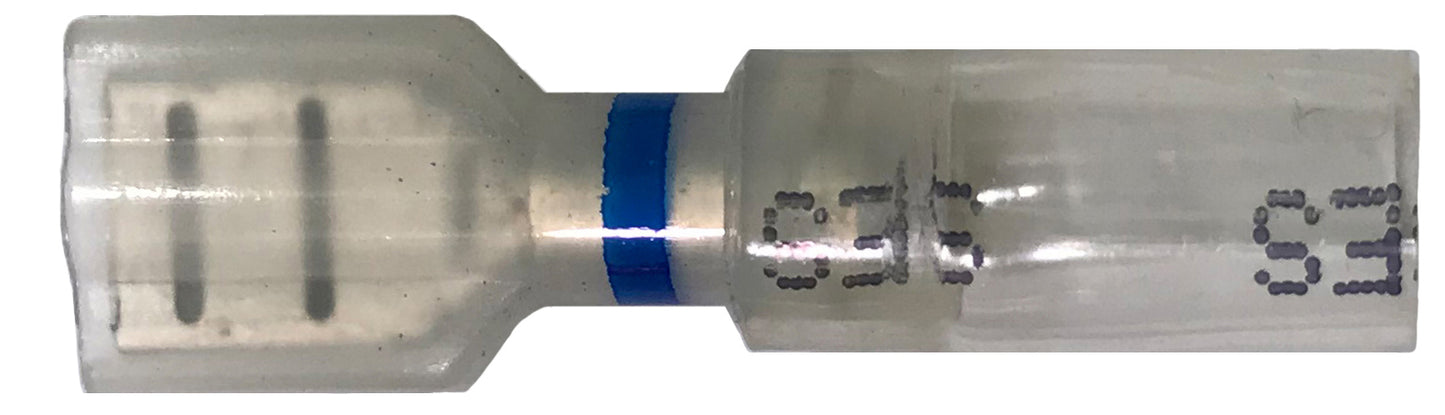 Optiseal Clear Heat Shrink & Crimp Blue Female Quick Disconnect 16-14 Gauge .250 Tab - 500 Pack