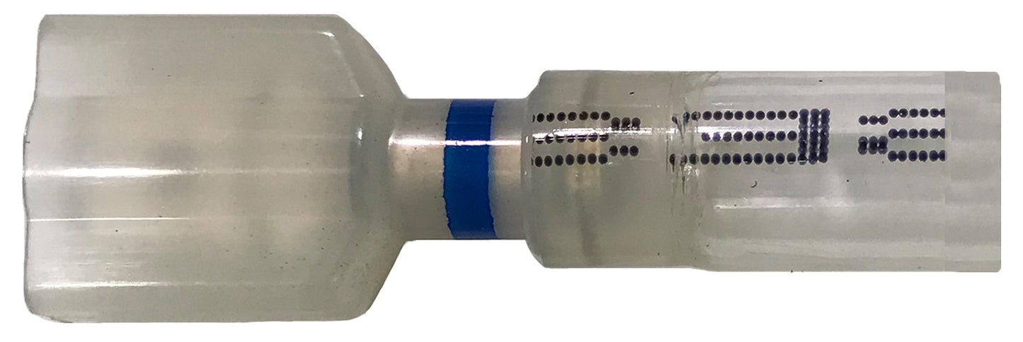Optiseal Clear Heat Shrink & Crimp Blue Male Quick Disconnect 16-14 Gauge .250 Tab - 500 Pack