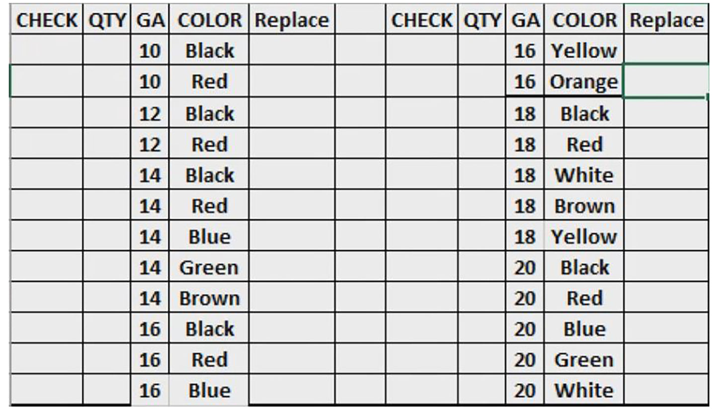 10-20 Gauge Primary Wire Assortment (24) 100' Rolls & Wire Rack