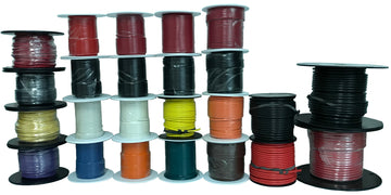 10-20 Gauge Primary Wire Assortment (24) 100' Rolls & Wire Rack