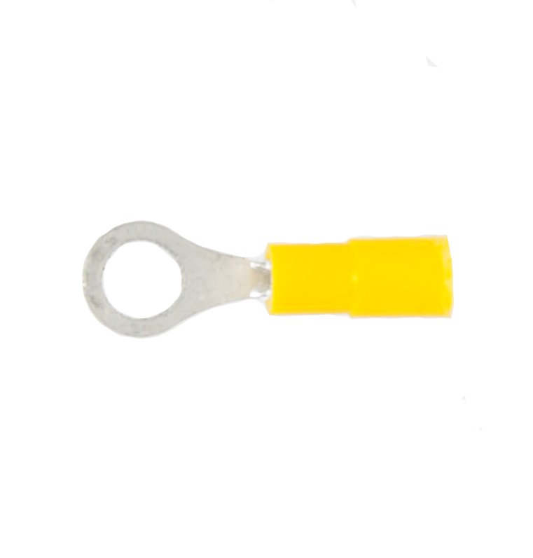 Vinyl Insulated Yellow Ring Terminal 26-24 Gauge #8 Stud - 100 Pack