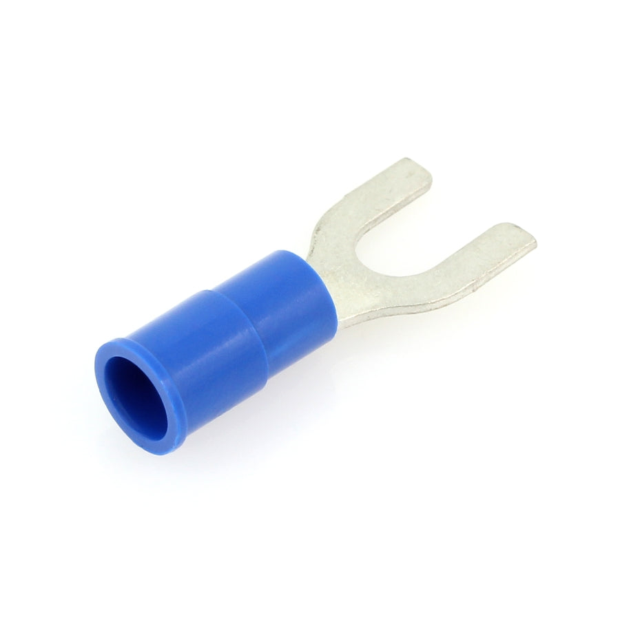 Vinyl Insulated Blue Spade Terminal 16-14 Gauge #6 Stud - 100 Pack