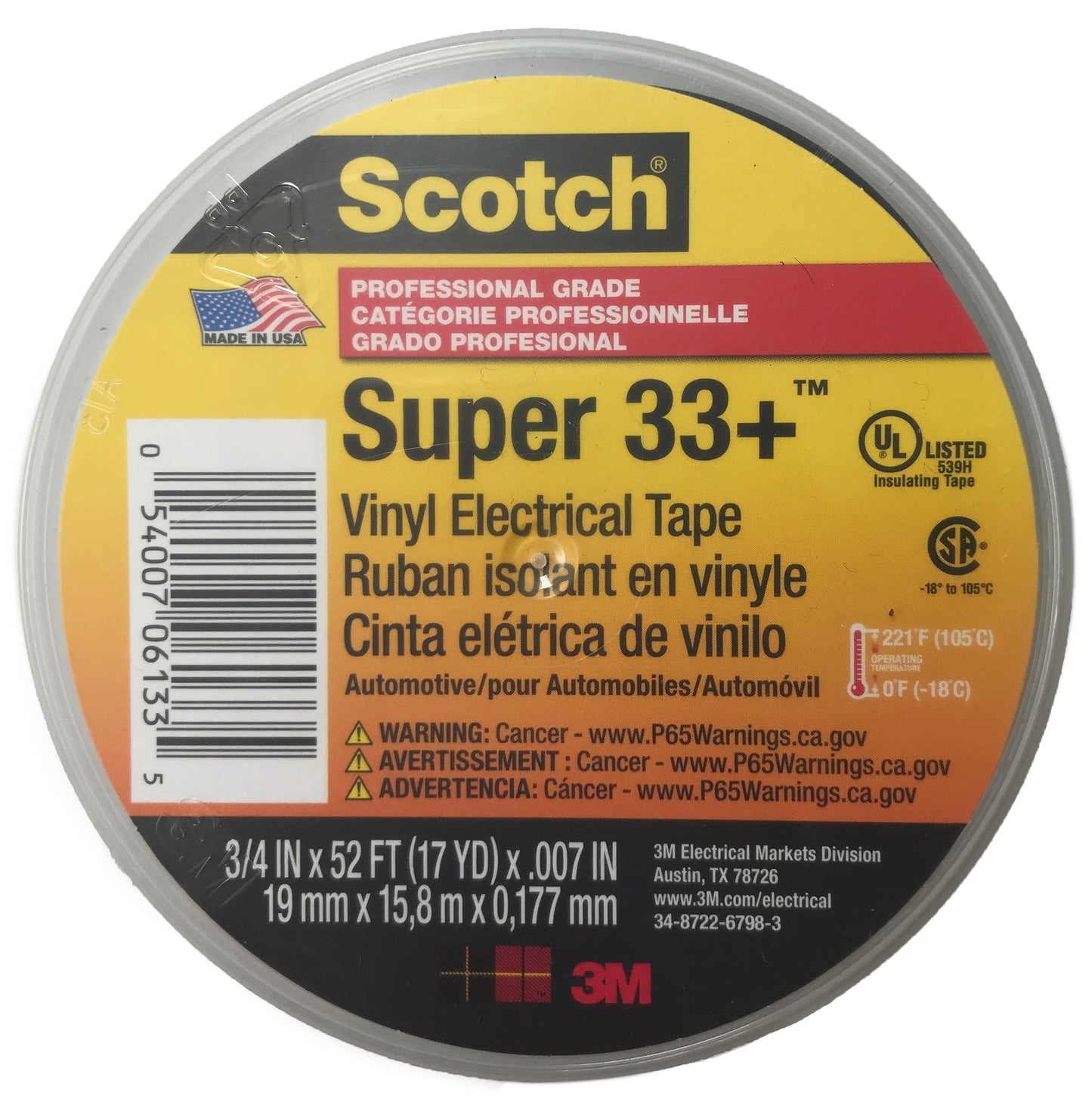 10 Rolls of 3M Super+ 33 Tape Premium Grade Vinyl Electrical Tape