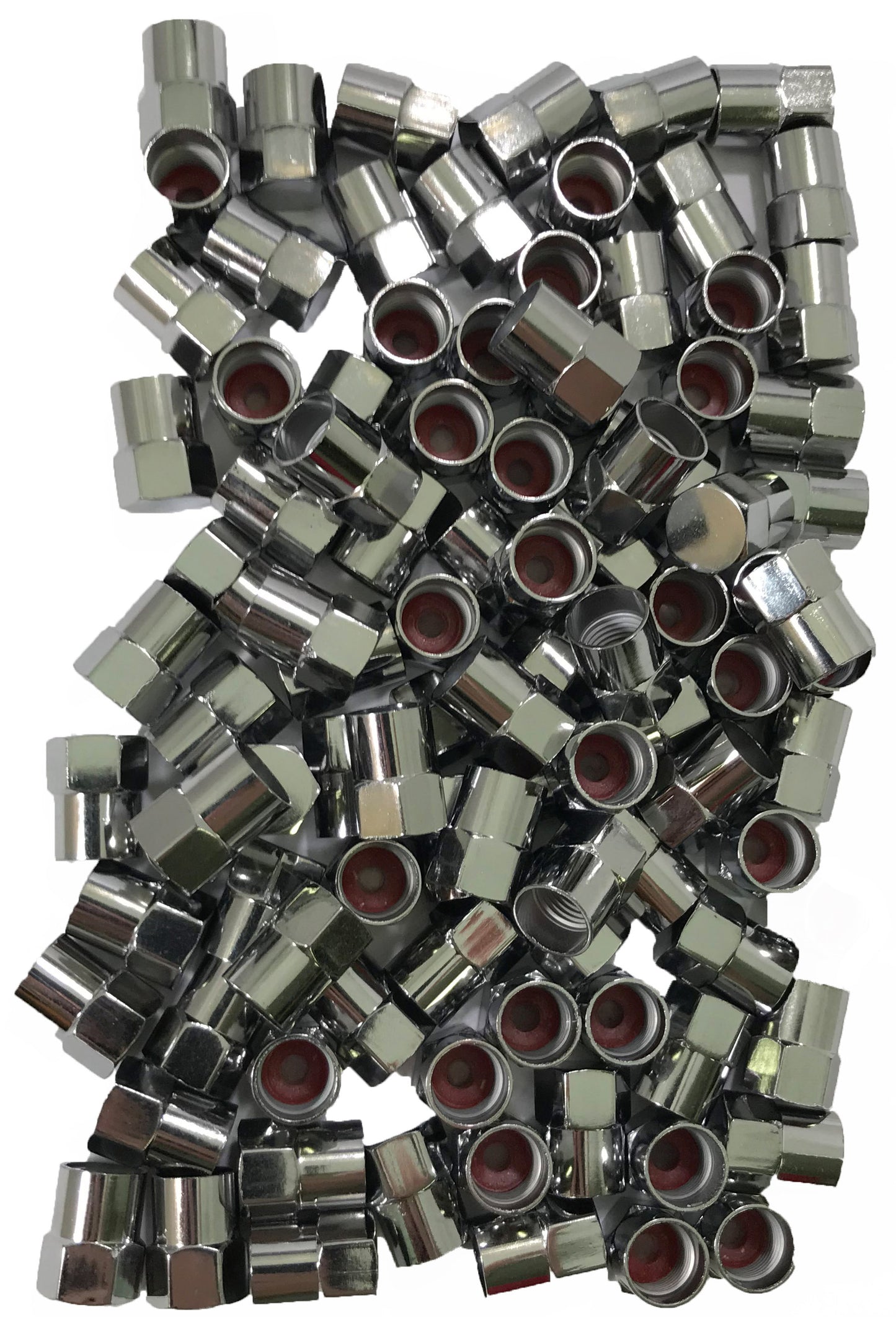 100 Pack Chromed Plastic Long Skirted Sealing Tire Valve Stem Cap For TPMS Application