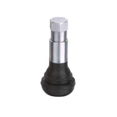 Snap-In Tire Valve Stem, Height 1.25" - .453" Valve Hole With Chrome Sleeve And Chrome Cap