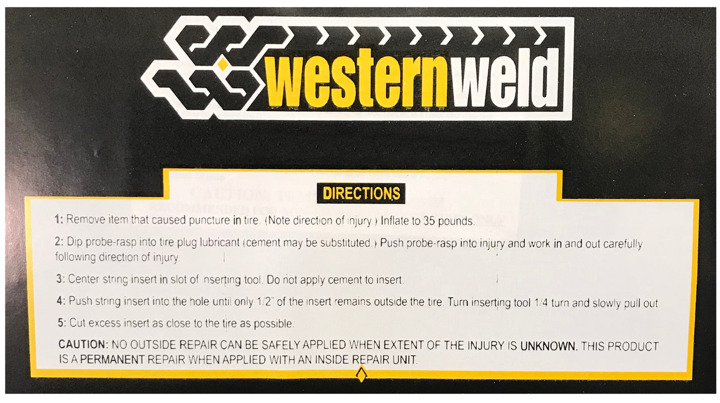 Western Weld Tubeless Flat Tire Repair Kit - USA Made