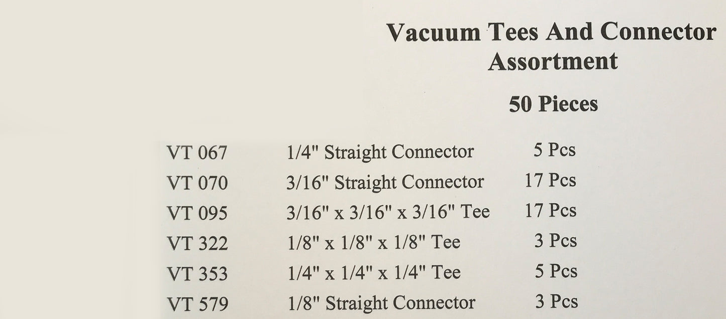 50 Piece Vacuum Tee And Connector Assortment