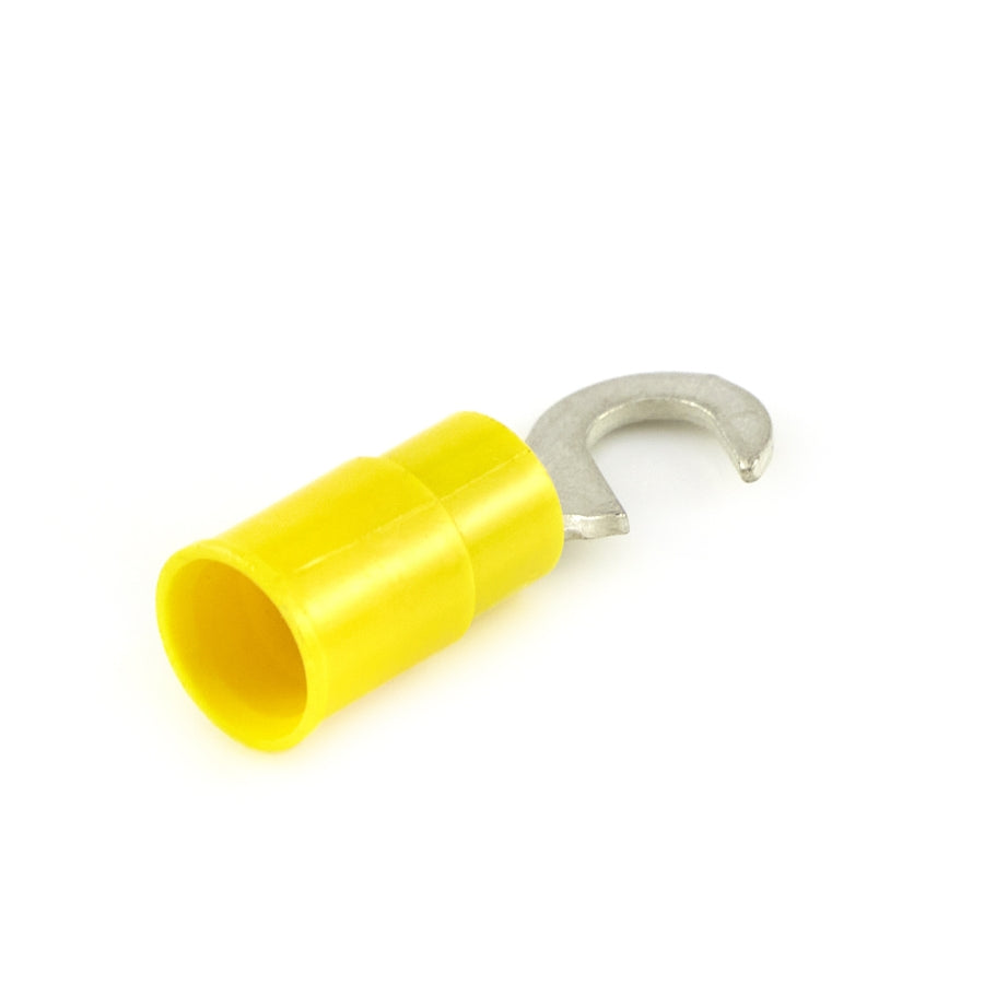 Vinyl Insulated Yellow Hook Terminal 12-10 Gauge #10 Stud - 100 Pack