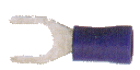 Vinyl Insulated Blue Spade Terminal 16-14 Gauge #10 Stud - 100 Pack