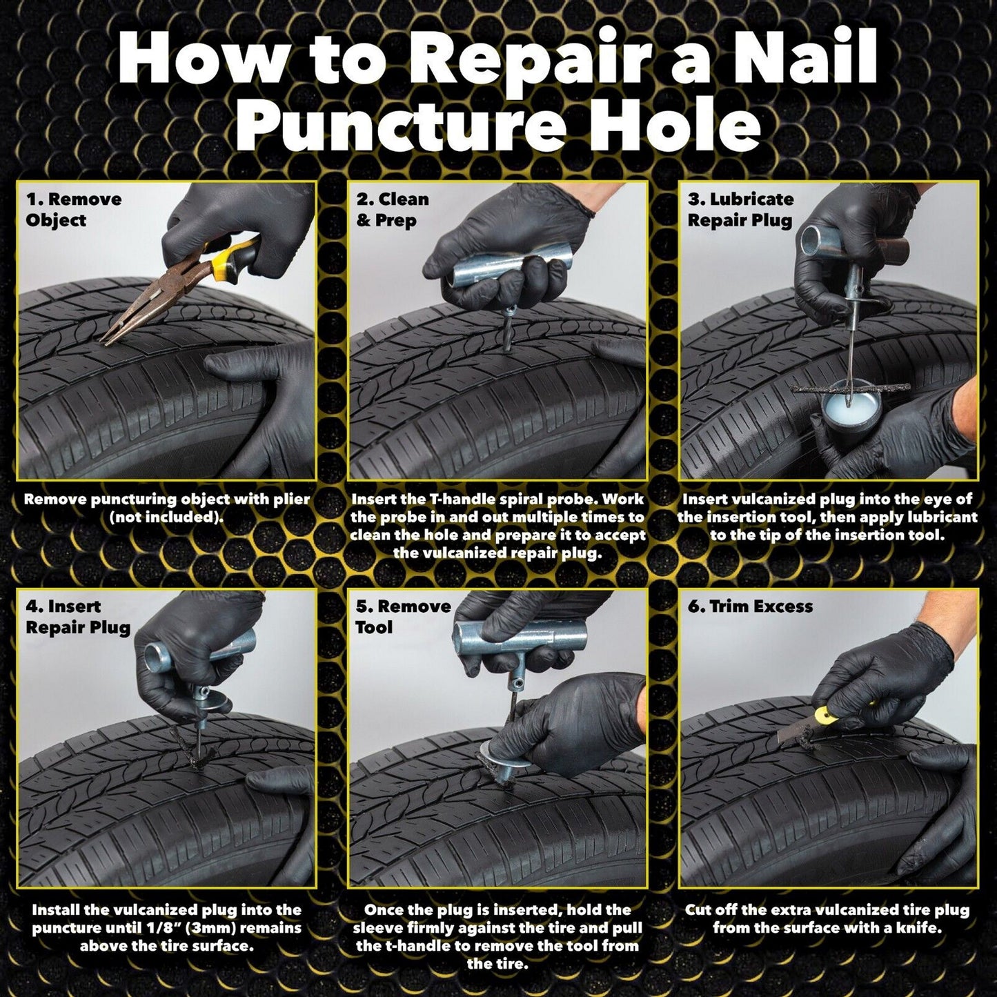 Western Weld Heavy Duty Flat Tire Repair Kit Plug & Patch Tool - USA