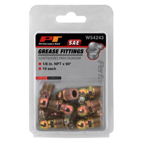 Long 90 Degree Grease Fitting - 1/8" NPT x -27 SAE - 10 Pack