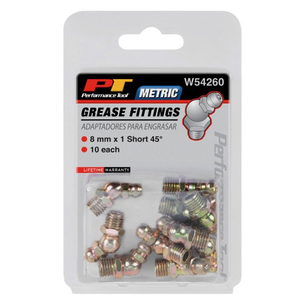 Short 45 Degree Grease Fittings 8 MM x 1 Metric - 10 Pack