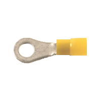 Vinyl Insulated Yellow Ring Terminal 4 Gauge 1/2 Stud - 10 Pack