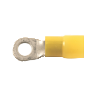 Vinyl Insulated Yellow Ring Terminal 4 Gauge 3/8 Stud - 10 Pack