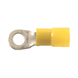 Vinyl Insulated Yellow Ring Terminal 4 Gauge 5/16 Stud - 10 Pack